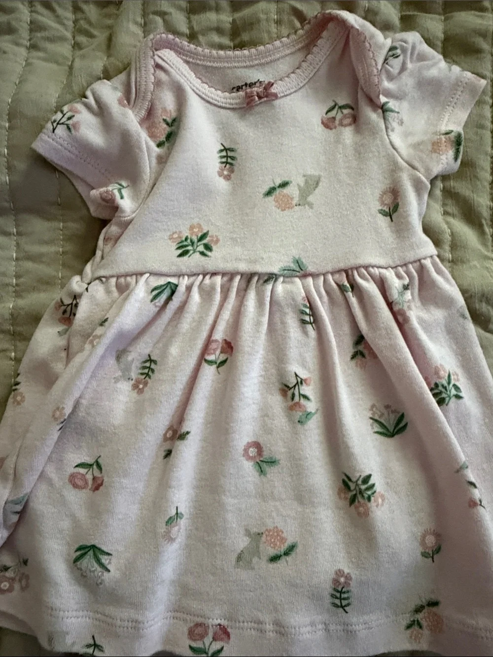 Carter's Pink Floral One-Piece Dress Bodysuit